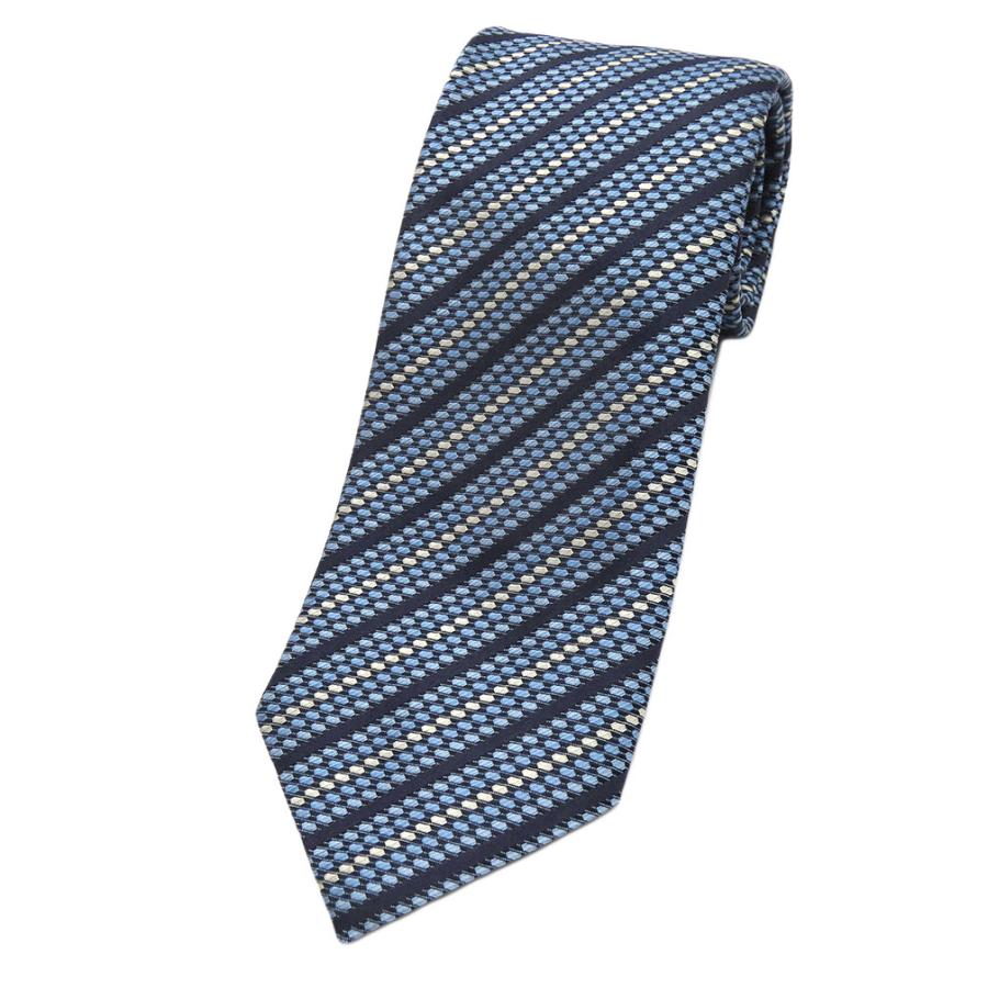 ✨美品✨エルメネジルドゼニア ネクタイ ストライプ ブルー シルク100% 高級 ZEGNA（ゼニア） ブランド ネクタイ エルメネジルド・ゼニア