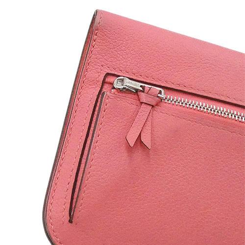 エルメス 長財布 HERMES 財布 エバーカラー ドゴン ロング A刻印(2017年) ピンク シルバー金具 レディース OJ10065の画像