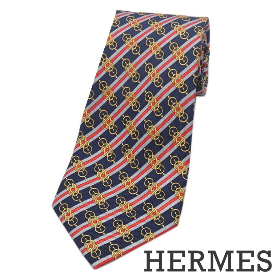 HERMES 極美品 エルメス ブランド ネクタイ シルク ストライプ 