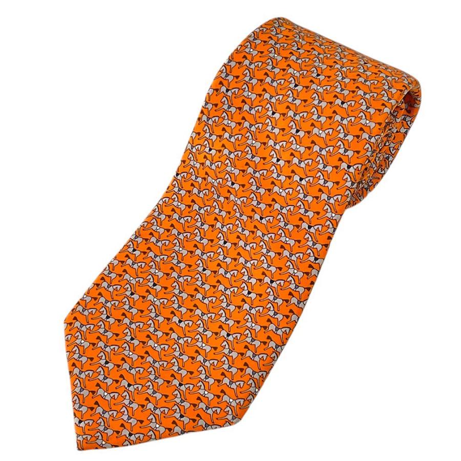 極美品 エルメス H柄 シルク ネクタイ アニマル柄 人気 HERMES（エルメス） 美品 ネクタイ ブランド シルク 100％ 高級