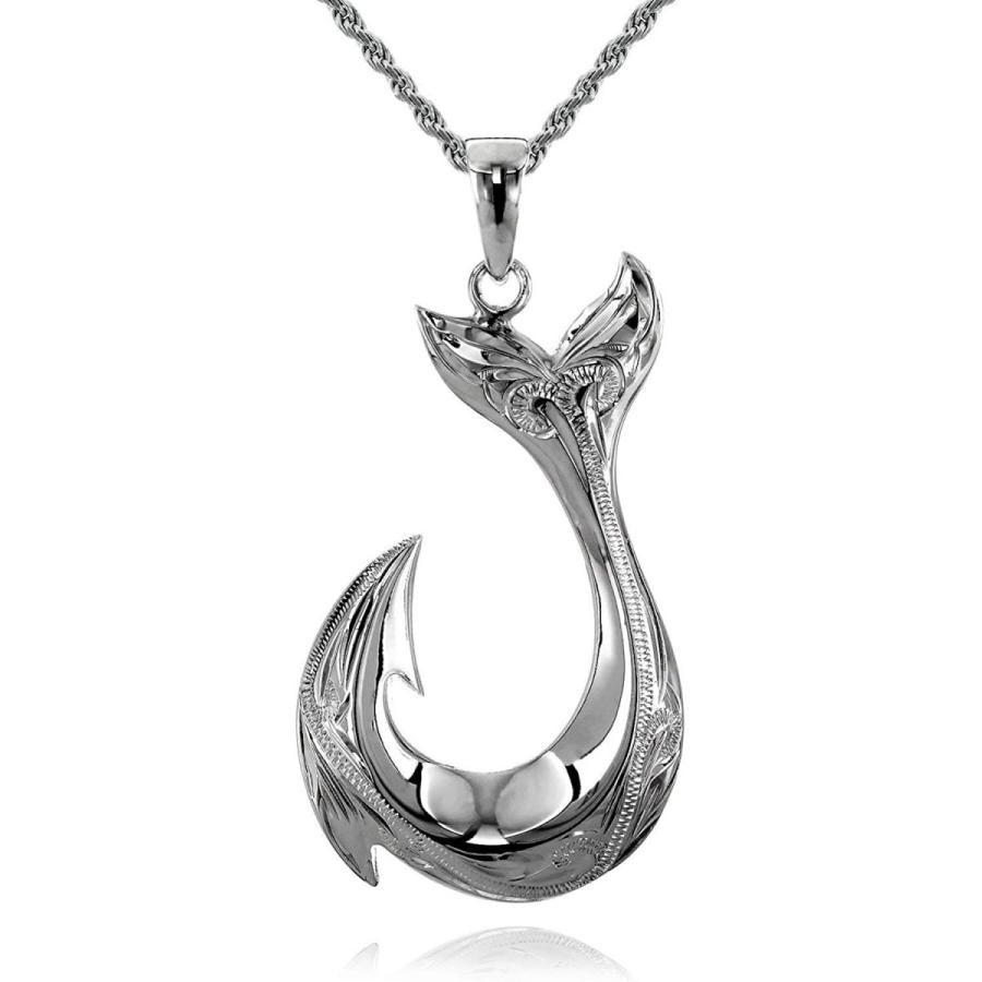 工場直送 レイラニ ハワイアンジュエリー 釣り針 フィッシュフック スクロール彫り ペンダント ネックレス メンズ シルバー 925 ロープチェーン 送料無料 Www World Of Heating De
