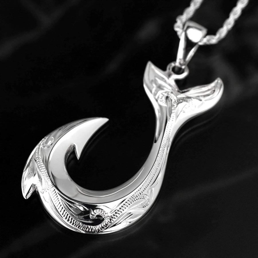 工場直送 レイラニ ハワイアンジュエリー 釣り針 フィッシュフック スクロール彫り ペンダント ネックレス メンズ シルバー 925 ロープチェーン 送料無料 Www World Of Heating De