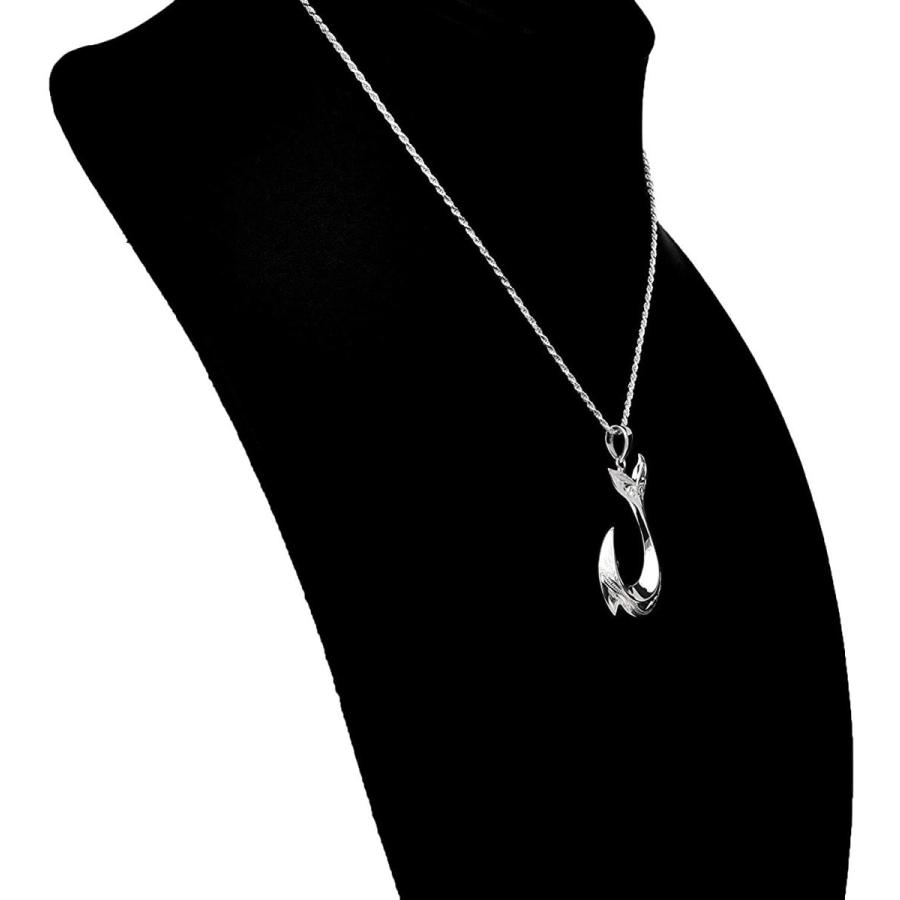 工場直送 レイラニ ハワイアンジュエリー 釣り針 フィッシュフック スクロール彫り ペンダント ネックレス メンズ シルバー 925 ロープチェーン 送料無料 Www World Of Heating De