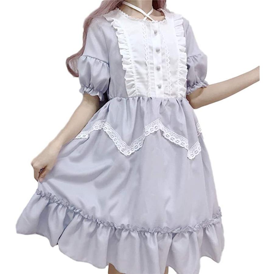 カラーショップ メイドワンピース フリル レースドレス ブラック黒 グレー灰色 ゴスロリ ロリータ ワンピース コスプレ ワンピース アニメ カーヴィテンス 通販 Yahoo ショッピング