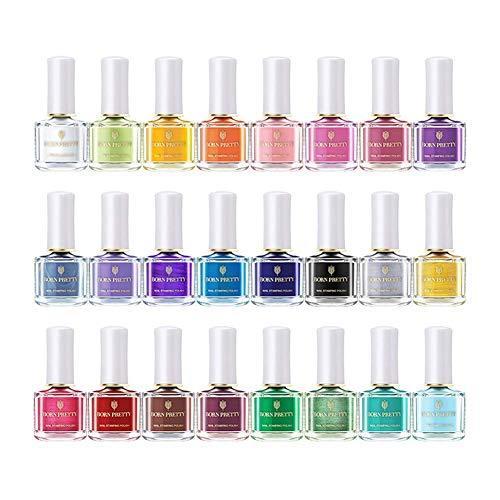 海外最新 Born Pretty 全24色スタンピングネイル専用マニキュア 6ml スタンプネイルポリッシュ ネイルアート用品 24 Colors 安いそれに目立つ Nicmosul Org