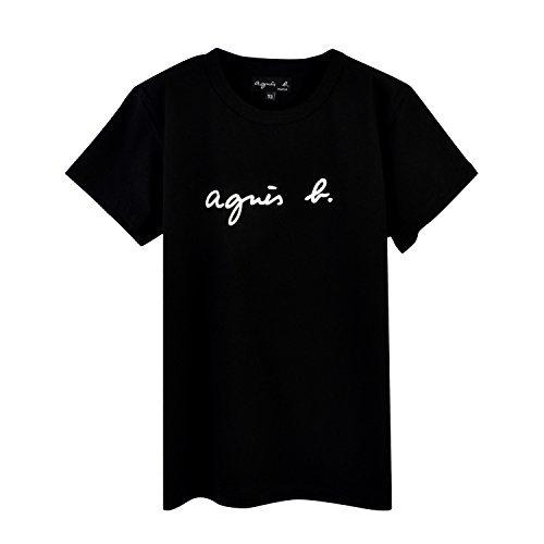数量限定 特売 ギフトラッピング済 Agnes B アニエスベー ロゴ Tシャツ 黒 カットソー レディース 半袖 1 S ブラック 絶対一番安い Loopbiketours Com