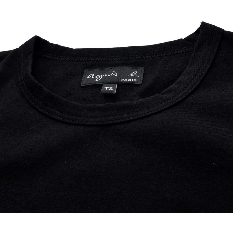 数量限定 特売 ギフトラッピング済 Agnes B アニエスベー ロゴ Tシャツ 黒 カットソー レディース 半袖 1 S ブラック 絶対一番安い Loopbiketours Com