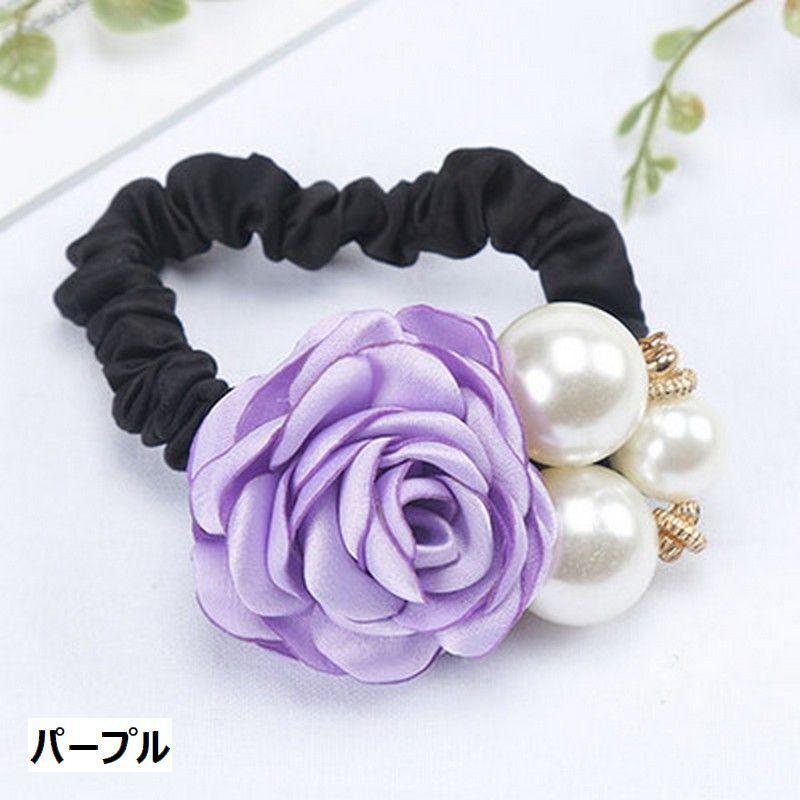 シュシュ ヘアゴム 髪留め レディース 女性用 ヘアアクセサリー バラ  
