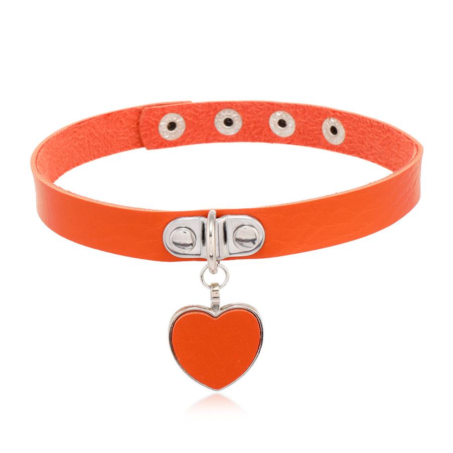 チョーカーとブレスレット　セット　オレンジ チョーカー レディース 女性 アクセサリー ネックレス 首飾り レザー調