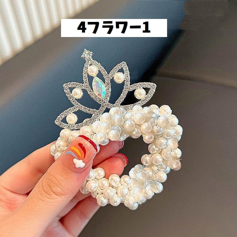 ヘアゴム シュシュ ティアラ付き キッズ ジュニア ヘアアクセサリー