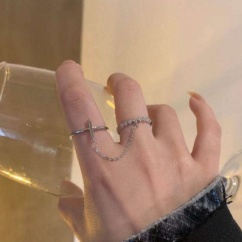 指輪 ダブルチェーンリング レディース 女性用 オープンリング ライン
