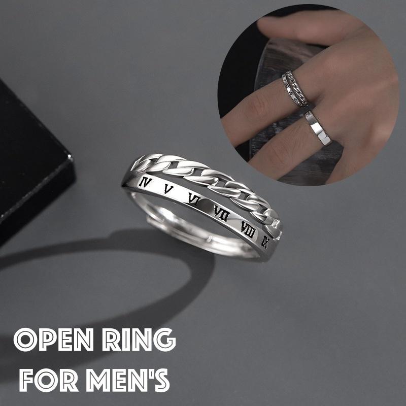 リング 指輪 メンズ 男性 アクセサリー ファッションリング 太め 幅広 ローマ数字 二連 チェーン風 クール カジュアル シンプル お洒落 かっこい Acc Kawaemon 通販 Yahoo ショッピング