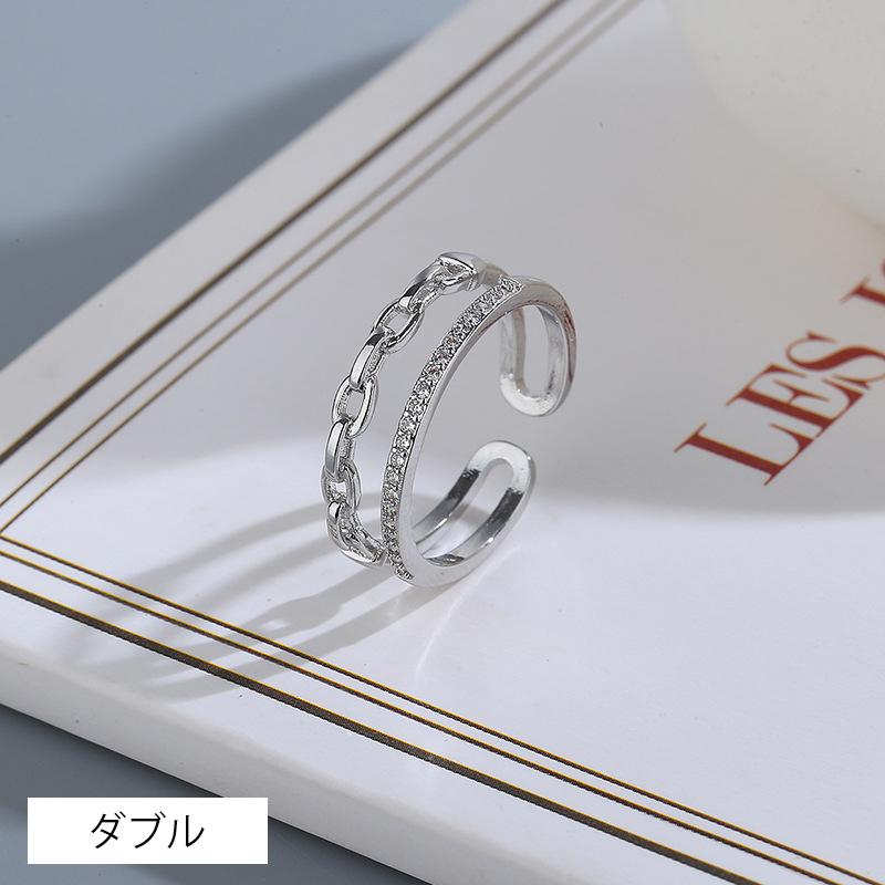 指輪 オープンリング アクセサリー レディース スクリュー 2連