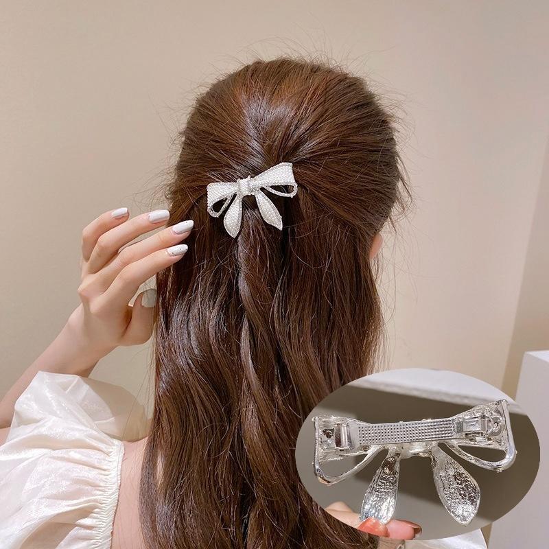 バレッタ ヘアアクセサリー レディース 髪留め 髪飾り ラインストーン パール調 リボン まとめ髪 ヘアアレンジ かわいい 通勤 オフィス 大人可愛い Acc Kawaemon 通販 Yahoo ショッピング