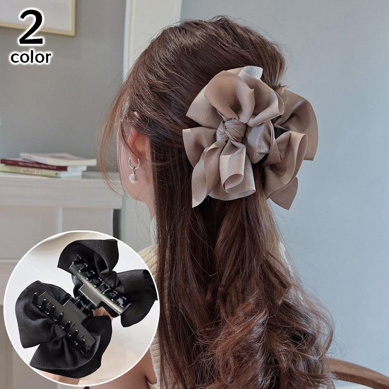 ヘアクリップ バンスクリップ レディース 女性用 リボン 大きめ ヘア