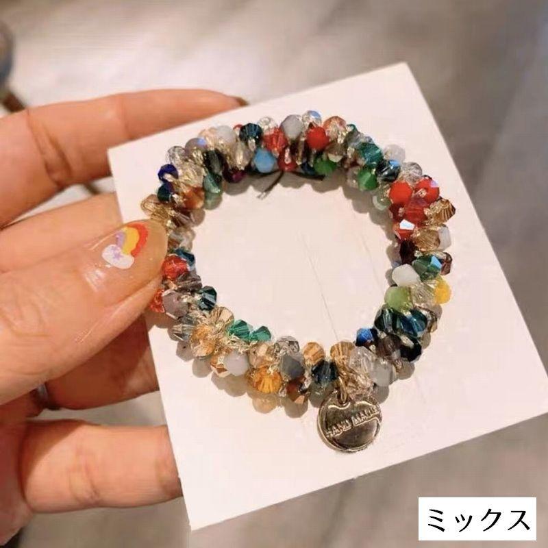 シュシュ  ヘアゴム  ビーズ  クリアブラウン シュシュ ヘアゴム ビーズ クリアブラウン レディース