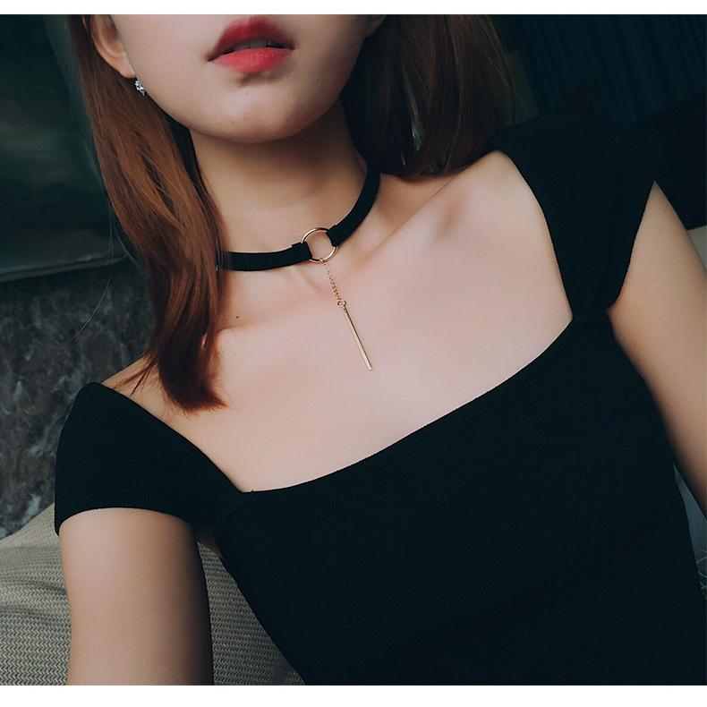 チョーカー ネックレス レディース ベルベット調 シンプル 揺れる