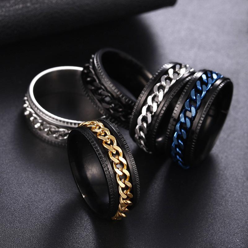 リング 指輪 メンズ 男性 アクセサリー 幅広 8mm チェーン 鎖 ローマ