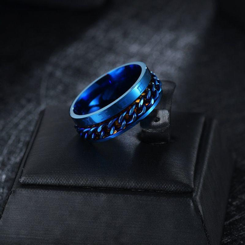 リング 指輪 メンズ 男性 アクセサリー 幅広 8mm チェーン 鎖 ローマ