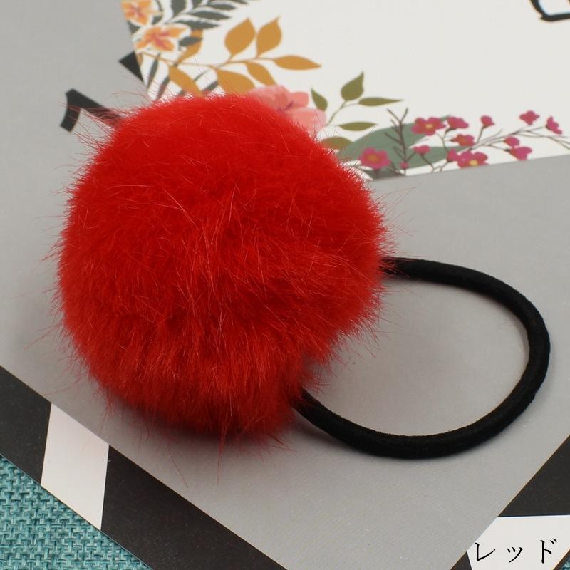 美品 エルメス HERMES ヘアゴム 髪ゴム ポンポン 赤系 ヘアゴム 髪ゴム レディース 女性 キッズ 女の子 ヘアアクセサリー