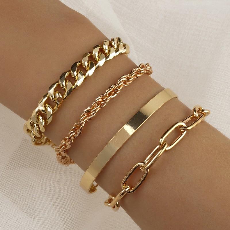 ブレスレット 4点セット チェーンブレスレット シルバーカラー ブレスレット 4点セット チェーンブレスレット シルバーカラー