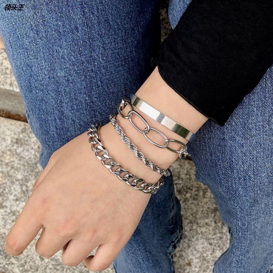 ブレスレット 4点セット チェーンブレスレット シルバーカラー ブレスレット 4点セット チェーンブレスレット シルバーカラー