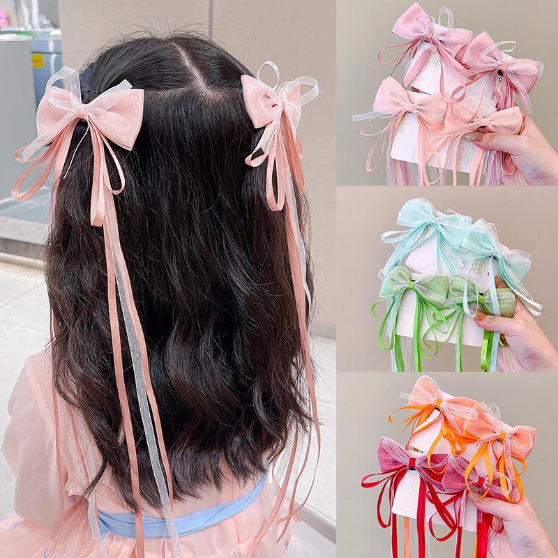 ヘアクリップ キッズ ヘアアクセサリー 2個セット 1ペア リボン レース