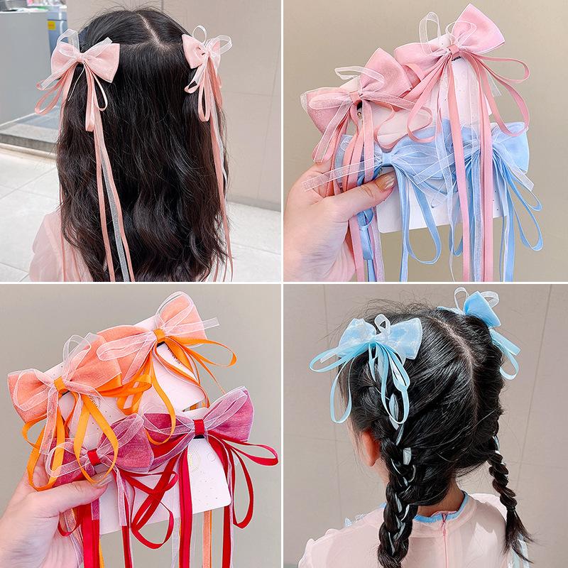 ヘアクリップ キッズ ヘアアクセサリー 2個セット 1ペア リボン レース