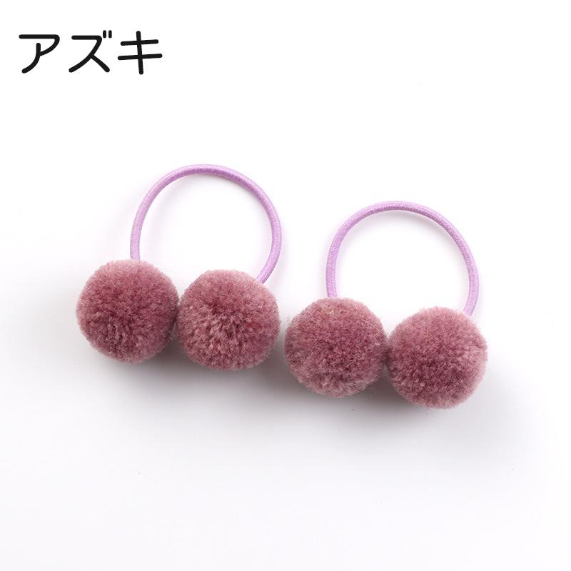 ponponヘアゴム　2個セット　キッズ　毛糸ポンポン　パステルカラー　パープル ヘアゴム 髪ゴム 2個セット キッズ ベビー 子供 子ども ヘア