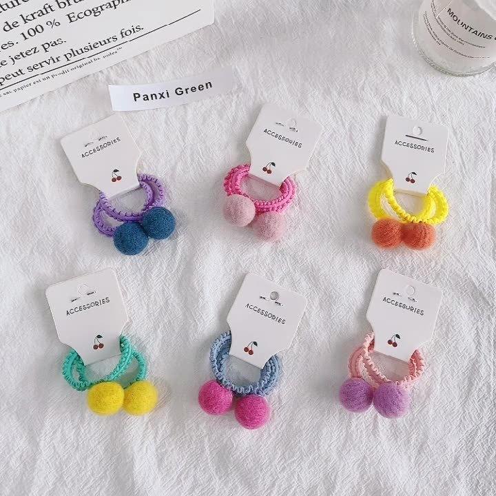ヘアゴム 2本セット キッズ 女の子 ヘアアクセサリー 子供 ポンポン
