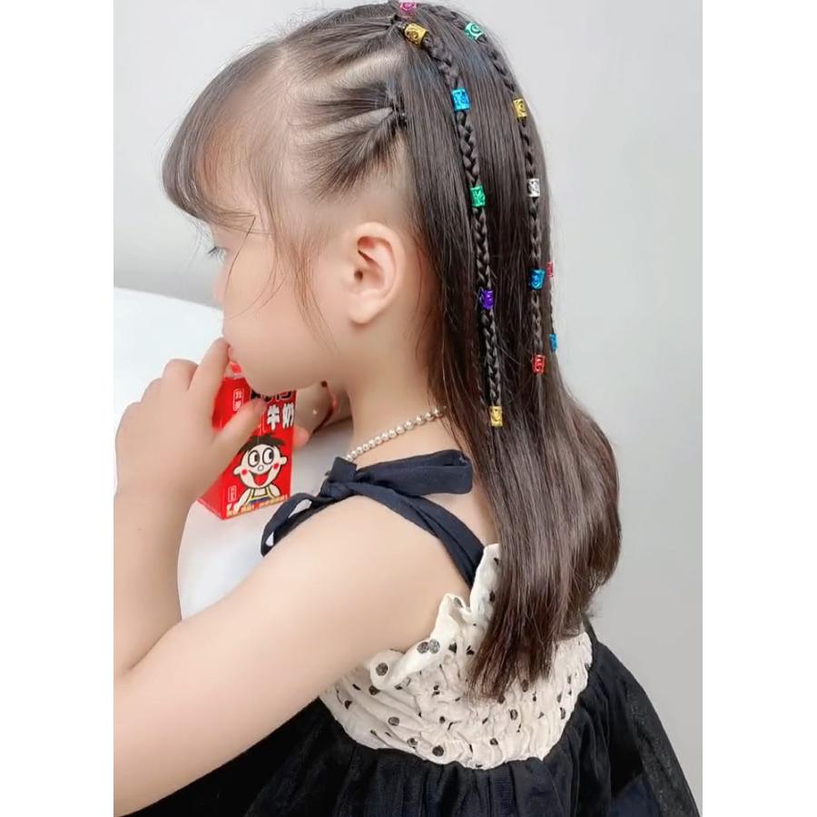 ヘアリング ブレイズビーズ 100個セット キッズ 子供 ヘアアクセサリー 