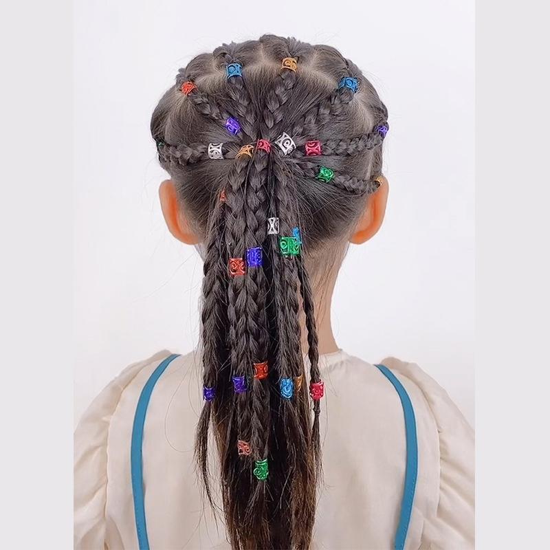 ヘアリング ブレイズビーズ 100個セット キッズ 子供 ヘアアクセサリー