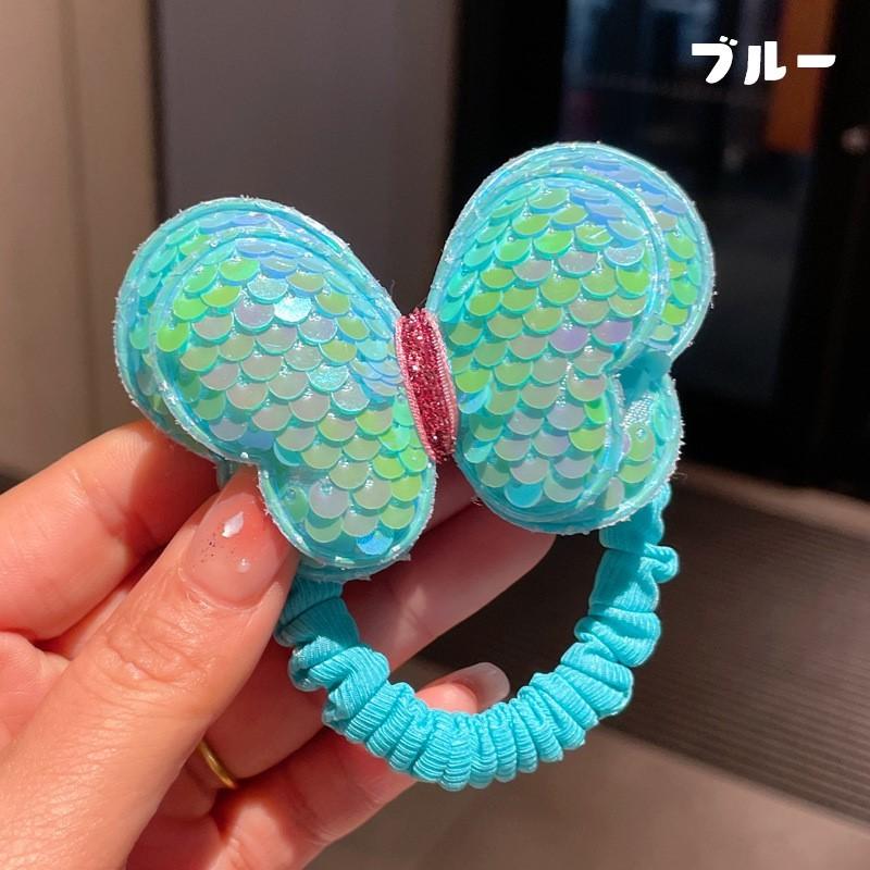 レジンヘアゴム　ちょうちょ　バタフライ　ひまわり　グリーンブルー　ブーケ　キッズ レジンヘアゴムちょうちょバタフライひまわりグリーンブルー
