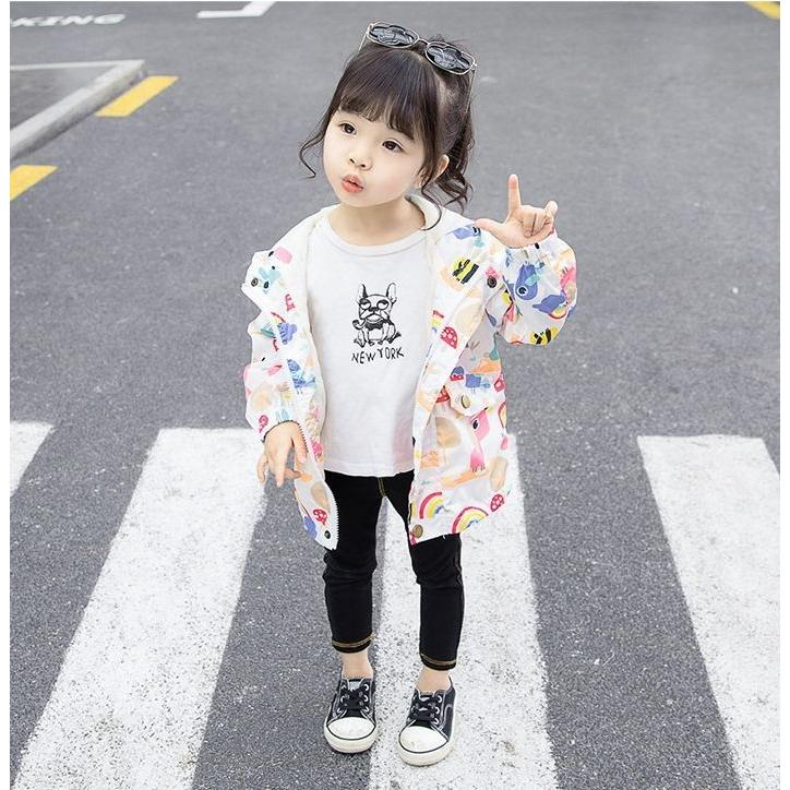 パーカー ジップアップ アウター ウインドブレーカー ジャンパー キッズ ベビー 子供 女の子 イラスト プリント フード ピンク ホワイト Aut Kawaemon 通販 Yahoo ショッピング
