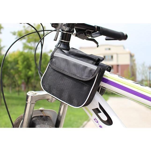 自転車用バッグ フレームバッグ フロントバッグ ポーチ 大容量 メッシュ シンプル 無地 反射材付き 工具入れ サイクリングバッグ ロードバイク マウ｜kawa-e-mon｜02