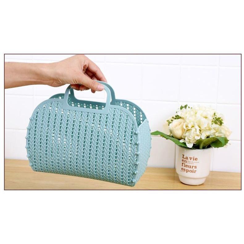 【まなみゆしょう】【新品未使用】たためるバスケット 正規品　折りたたみ 折りたたみバスケット ハンドル付き M ホワイト: ヘルス