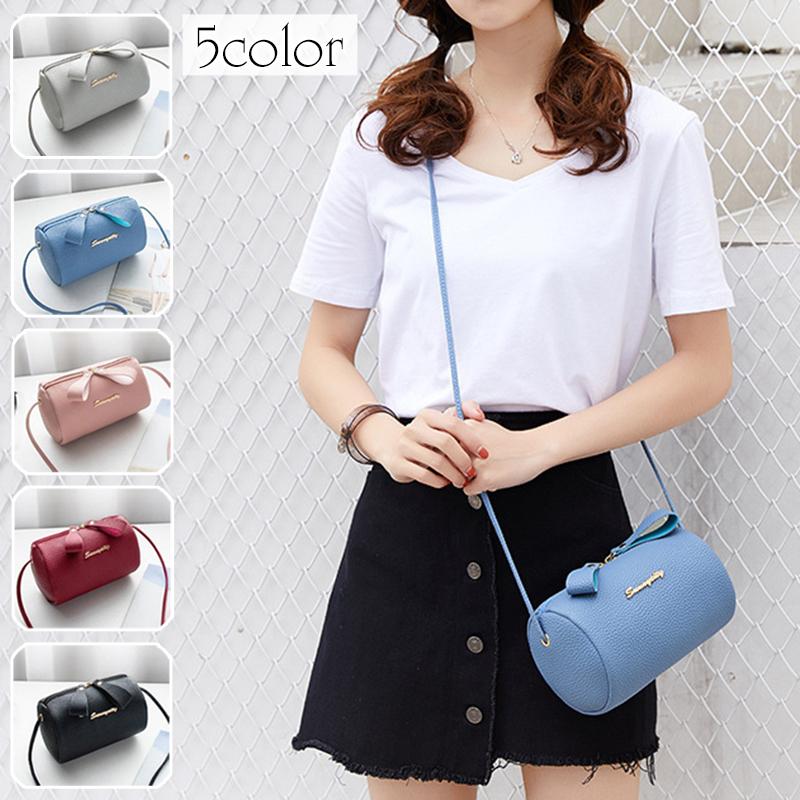 新作製品 世界最高品質人気 ショルダーバッグ ミニショルダー レディース ポシェット レザー調 シボ ダブルファスナー ロゴ 鞄 かばん カバン ドラムバッグ ロールバッグ 筒型