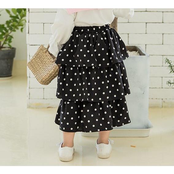 スカート ロングスカート ティアードスカート キッズ 子供服 ドット 