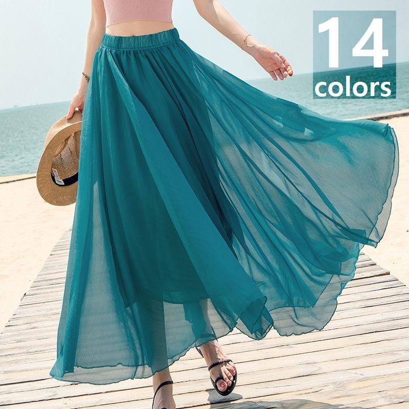 NAKAGAMIナカガミ シフォンロングスカート ウエストゴム 9/15まで