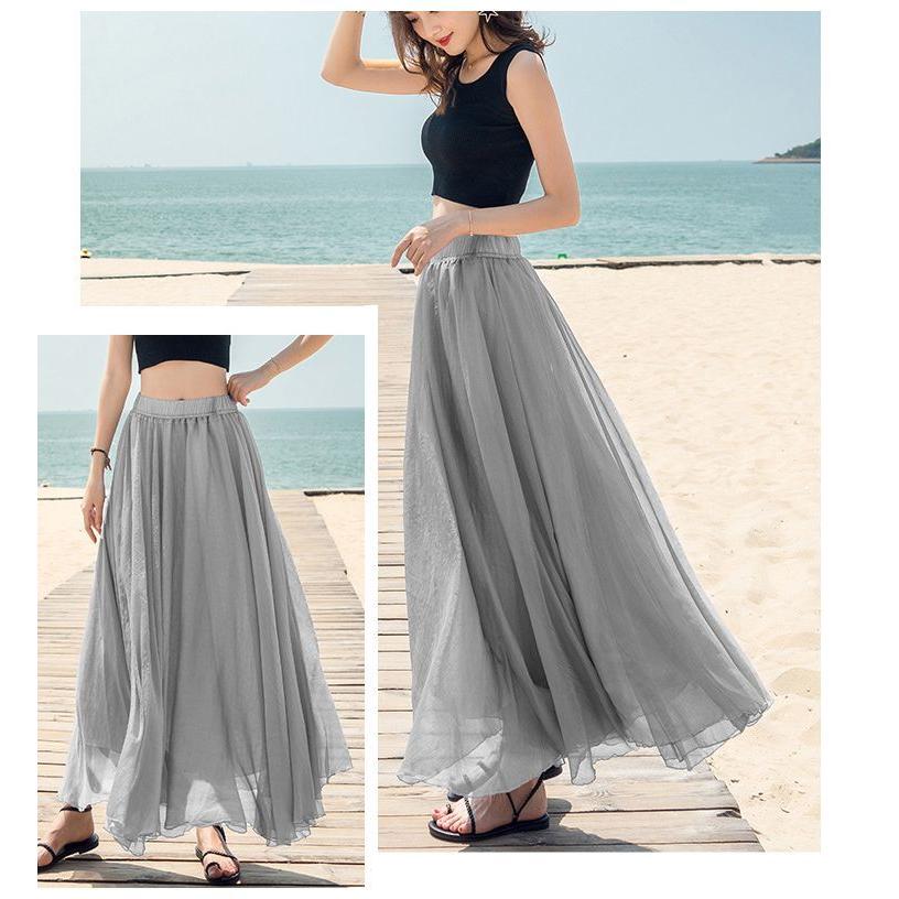 マキシスカート シフォン ロングスカート レディース フレア ウエスト
