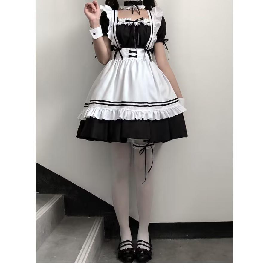 メイド服 厚底ブーツ セット コスプレ イベント ハロウィンコーデ 24.0 メイド服 厚底ブーツ セット コスプレ イベント ハロウィン