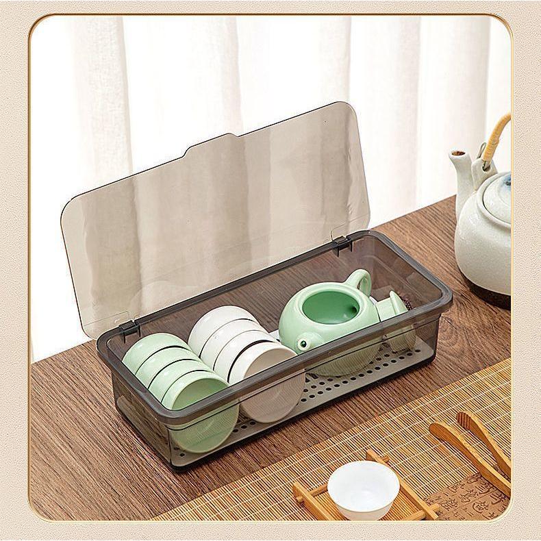 食器収納ボックス カトラリーケース 蓋付き カバー付き 水切り板付き