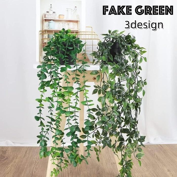 吊り下げ式 フェイクグリーン 人工観葉植物 インテリアグリーン 高さ約80cm 幅約70cm フェイクグリーン 人工観葉植物 造花 緑 つる 吊り下げ リーフ 葉っぱ