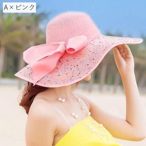 紫外線対策 日焼け防止 ベージュ ハット 帽子 リボン 麦わら帽子 通販