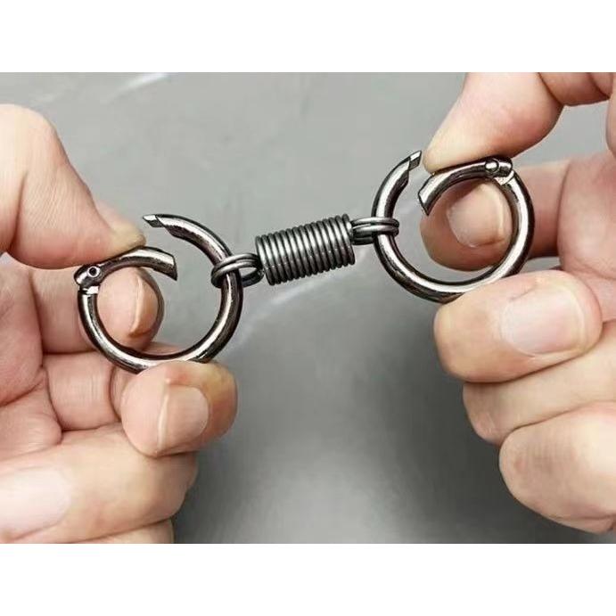キーホルダー キーリング 金属製 ダブルリング フック スプリング バネ