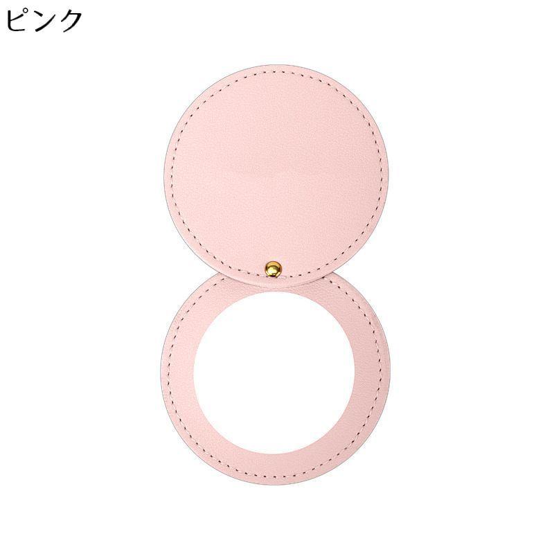 コンパクトミラー ハンドミラー 手鏡 PUレザー 360度スライド式 円形