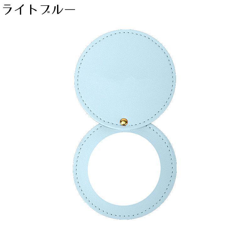 コンパクトミラー ハンドミラー 手鏡 PUレザー 360度スライド式 円形