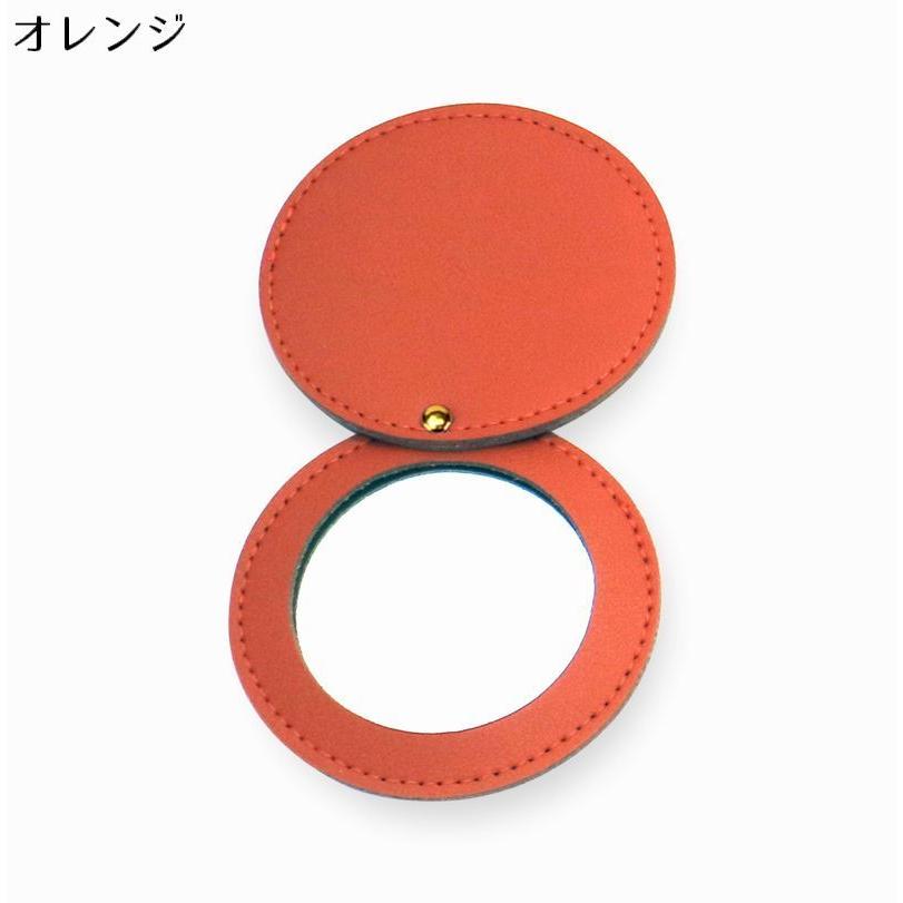 コンパクトミラー ハンドミラー 手鏡 PUレザー 360度スライド式 円形