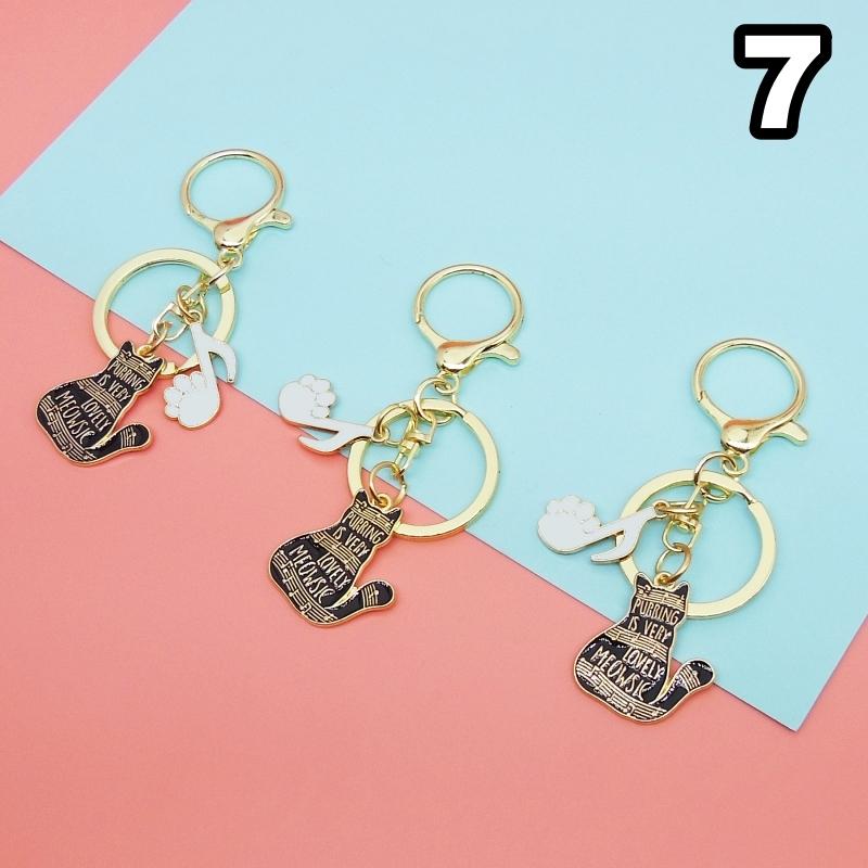 キーホルダー キーリング バッグチャーム 猫 キャット 黒猫 ピアノ