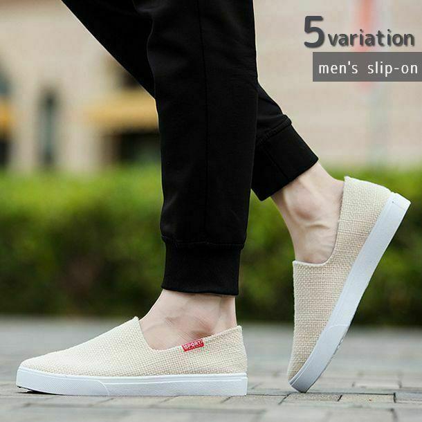 スリッポン メンズ 男性用 靴 シューズ スニーカー 通気性 無地 麻 リネン 内ボア おしゃれ シンプル カジュアル ローカット あったか ブラック Kutu Kawaemon 通販 Yahoo ショッピング